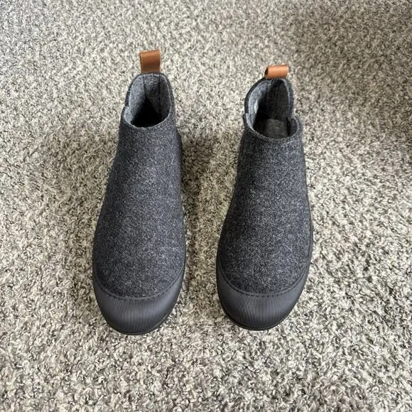 Huckberry Greys Wool Indoor Outdoor Slipper Boots Rubber Sole Size 12 Gray New