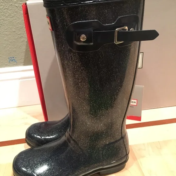 Hunter girls original kids glitter finish boots
