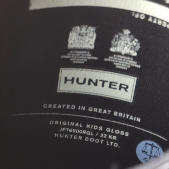 Hunter Original Kids Gloss Rain Boots JFT6000RGL Black Size 5B / 6G Tall Glossy