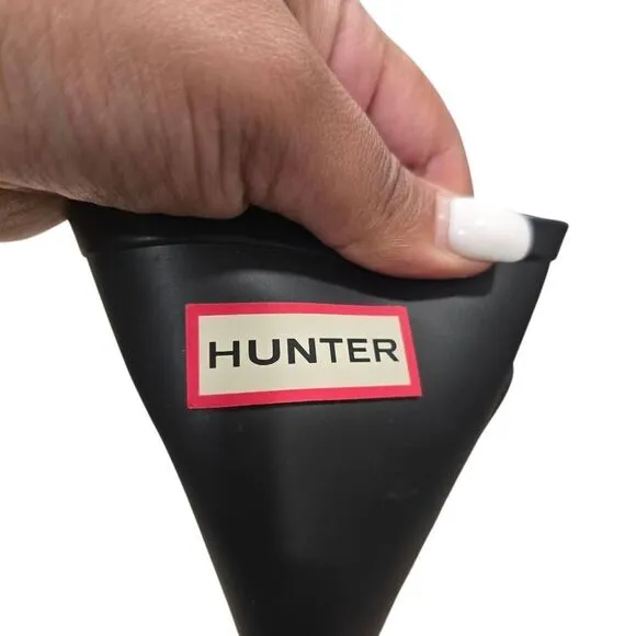 Hunter Refined Tall Rain Boots Women's 7 Black Buckle Strap Waterproof Outdoor