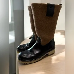 Ilse Jacobsen Wool &amp; Leather Tall Boots with Lug Sole EU 38 (US 7.5–8)