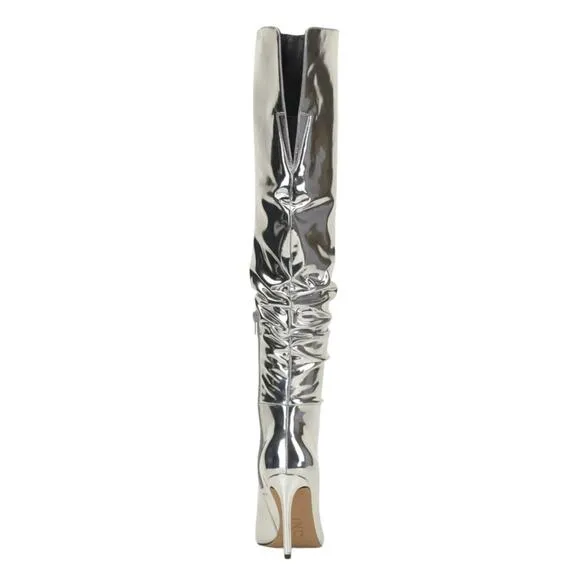 INC Women's Iyonna Over The Knee Slouch Boots Silver Size 5