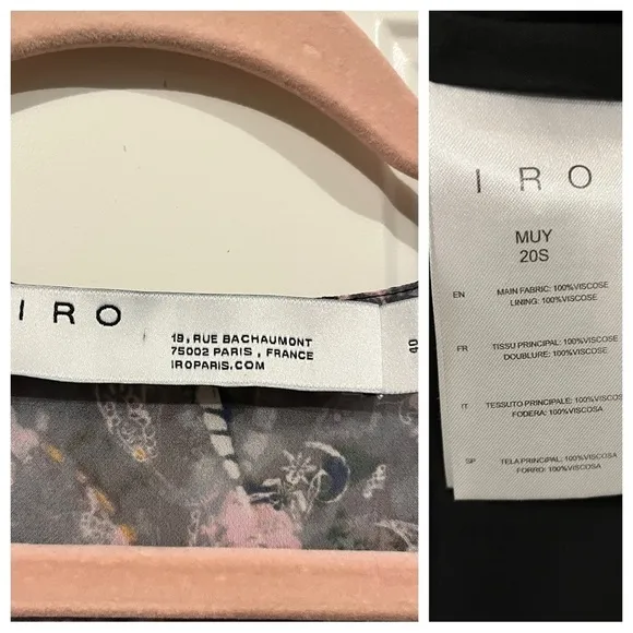 IRO Paris Muy Mui Gathered Printed Chiffon Mini Dress sz: 40 US 8