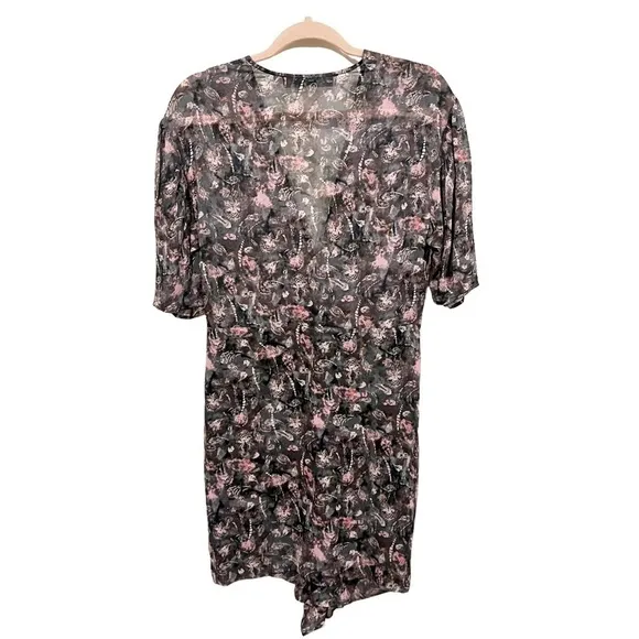IRO Paris Muy Mui Gathered Printed Chiffon Mini Dress sz: 40 US 8
