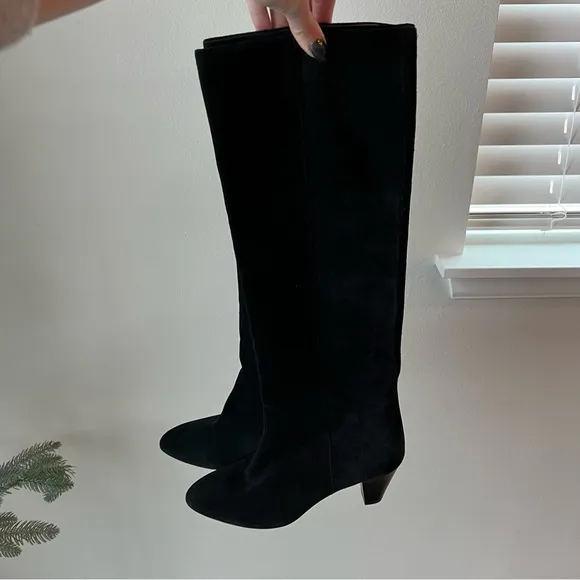 Isabel Marant Etoile Robby Black Suede Knee High Boots Size 36 US Size 6