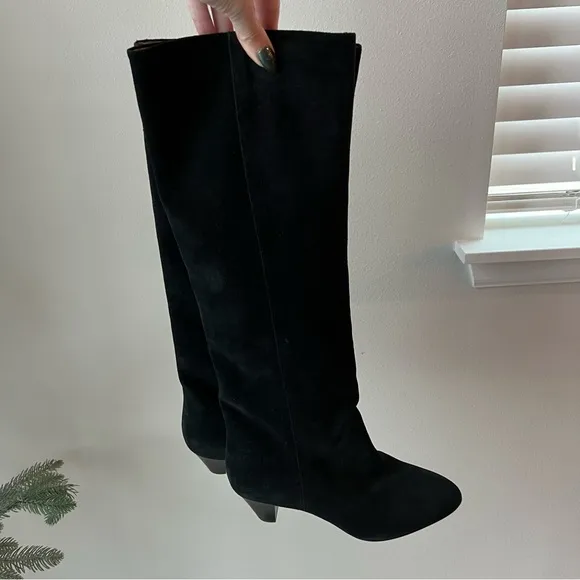 Isabel Marant Etoile Robby Black Suede Knee High Boots Size 36 US Size 6