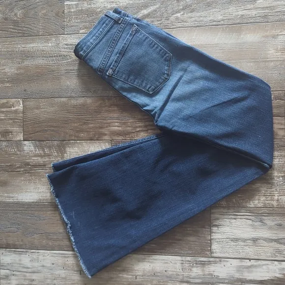 J BRAND &quot;Kiki Flare&quot; lotus wash jeans bell bottoms frayed/raw hem 23x34L TALL