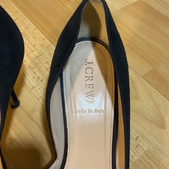 J Crew black leather heals 2”