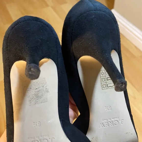 J Crew black leather heals 2”