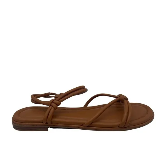 J. Crew Knotted Tubular Ankle Strap Sandals Sz 9.5 Brown BY455