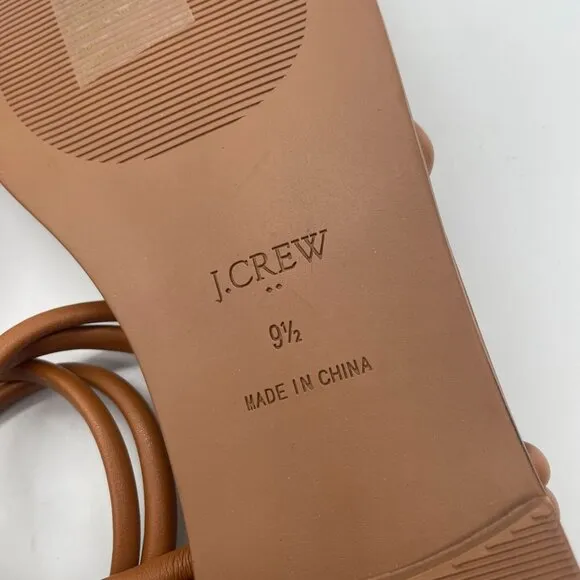 J. Crew Knotted Tubular Ankle Strap Sandals Sz 9.5 Brown BY455
