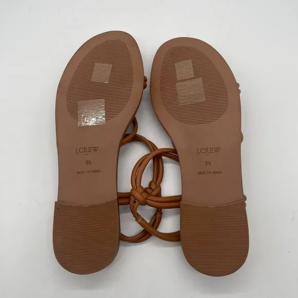 J. Crew Knotted Tubular Ankle Strap Sandals Sz 9.5 Brown BY455