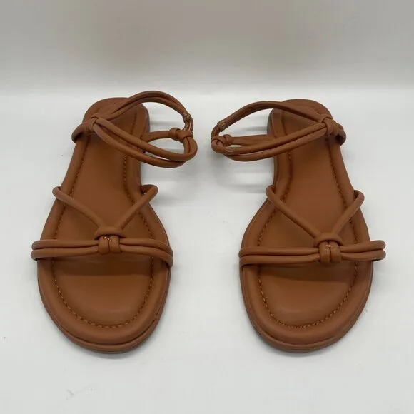 J. Crew Knotted Tubular Ankle Strap Sandals Sz 9.5 Brown BY455