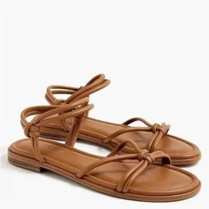 J. Crew Knotted Tubular Ankle Strap Sandals Sz 9.5 Brown BY455