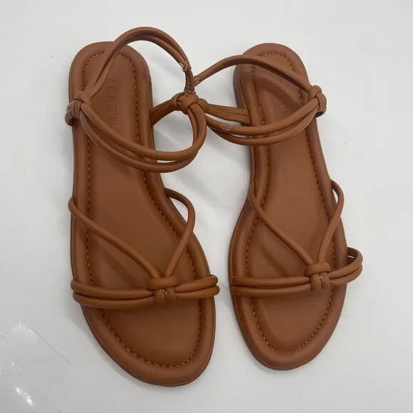 J. Crew Knotted Tubular Ankle Strap Sandals Sz 9.5 Brown BY455