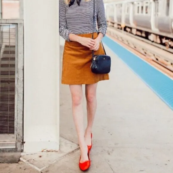 J Crew Mini Skirt 0 Corduroy Mercantile Golden Amber Mustard Yellow Retro Preppy