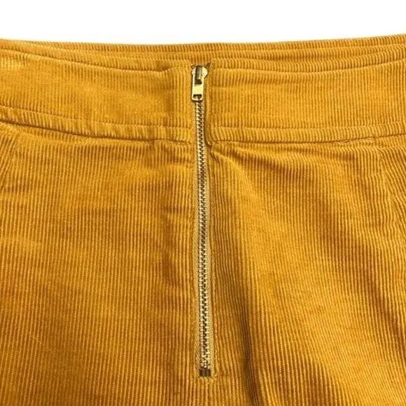 J Crew Mini Skirt 0 Corduroy Mercantile Golden Amber Mustard Yellow Retro Preppy