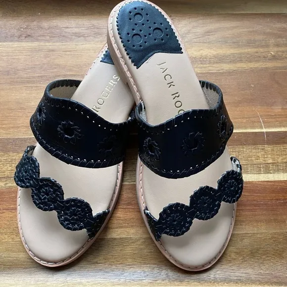 Jack Rogers Leather Slide Sandals - Caroline NWOT