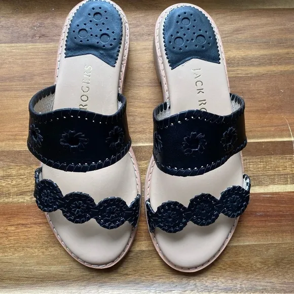Jack Rogers Leather Slide Sandals - Caroline NWOT