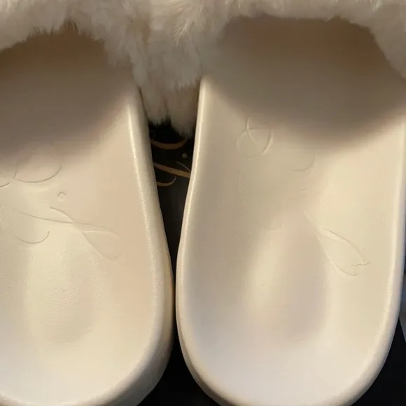 J.Crew Pacific faux fur fluffy-strap slides shoes in ivory white BA189