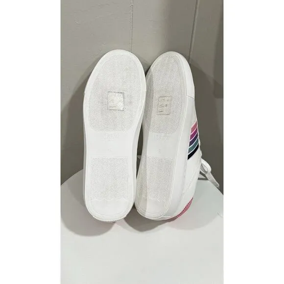 J.Crew Size 8 White Leather Rainbow Stripe Sneakers – NWOT Women’s Casual Shoes