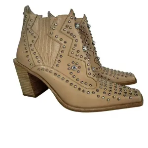 Jeffrey Campbell Leather Tan Show-Pony Studded Boots Size 8.5 Boho Western Chic