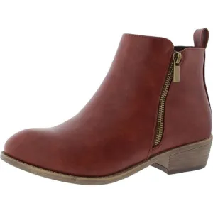 Jeossy Womens Brown Double Zipper Man Made Ankle Boots New