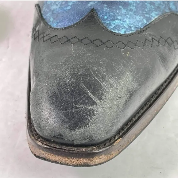 John Fluevog Wingtip Blue Artsy Shoes Men's 7.5 &amp; WOMAN’S 9.5 10 come w/box