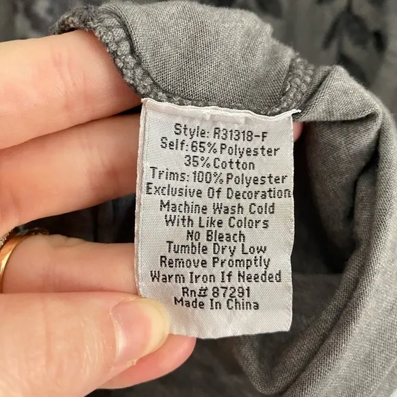 JOHNNY WAS Simona Draped Above Knee Mini Dress in Grey and Black Women’s Sz Sm