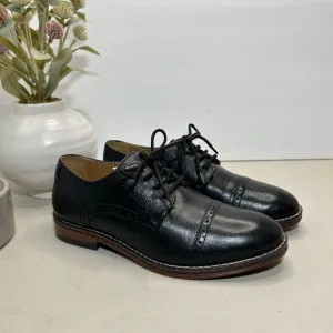 Johnston &amp; Murphy Conard Cap Toe Leather Dress Shoes Black Big Boy's 3.5 NWOB