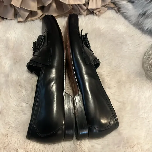 Johnston &amp; Murphy Men’s Black Leather Loafer Slip On Tassel Dress Shoes  Sz 9