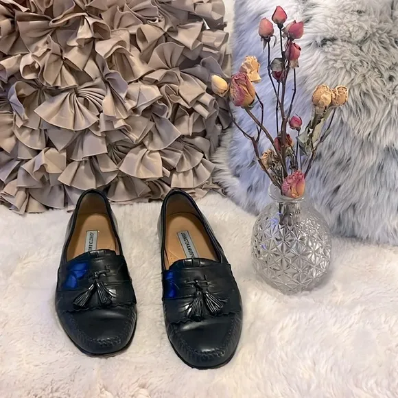 Johnston &amp; Murphy Men’s Black Leather Loafer Slip On Tassel Dress Shoes  Sz 9
