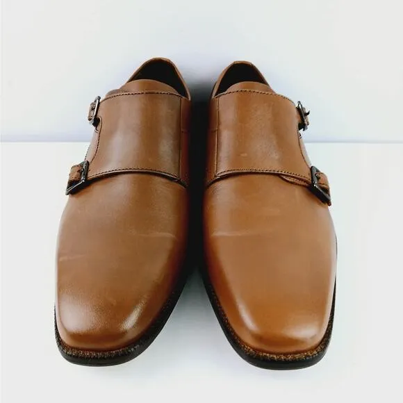 Johnston &amp; Murphy SZ 10M Archer Double Buckle Monk Shoe Cognac Leather NEW