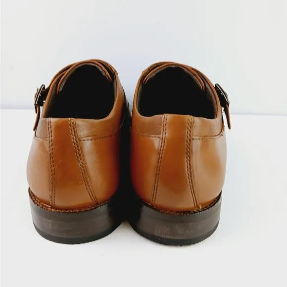 Johnston &amp; Murphy SZ 10M Archer Double Buckle Monk Shoe Cognac Leather NEW