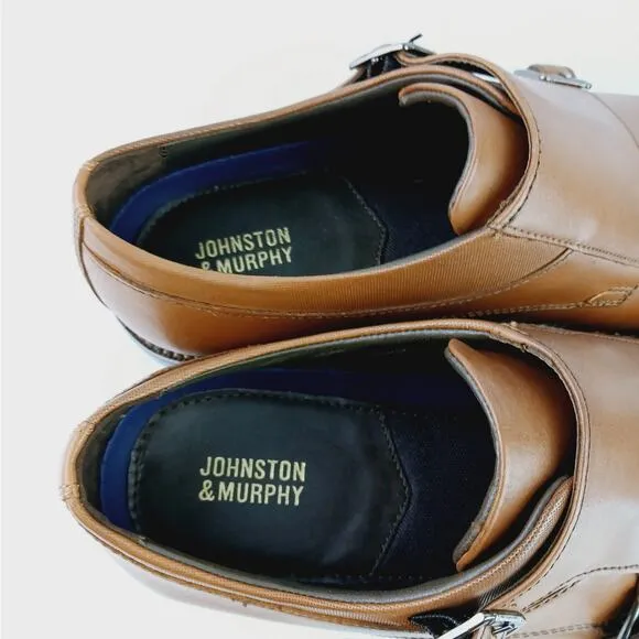 Johnston &amp; Murphy SZ 10M Archer Double Buckle Monk Shoe Cognac Leather NEW