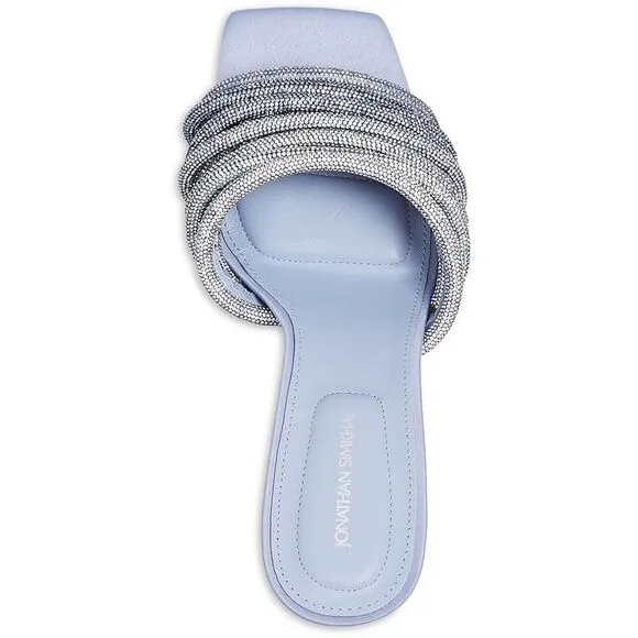 Jonathan Simkhai Womens Lena Multi Strap Blue Slide Sandals Shoes NWOB