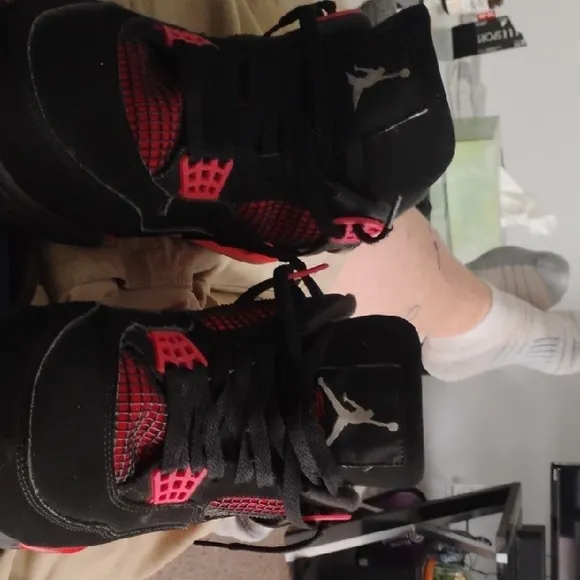 Jordan Black and Red Air 4 Sneakers