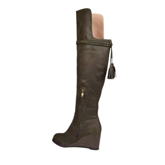 Journee Women's Jezebel Wide Calf Boots Olive Size 5 1/2