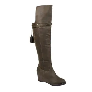 Journee Women's Jezebel Wide Calf Boots Olive Size 5 1/2