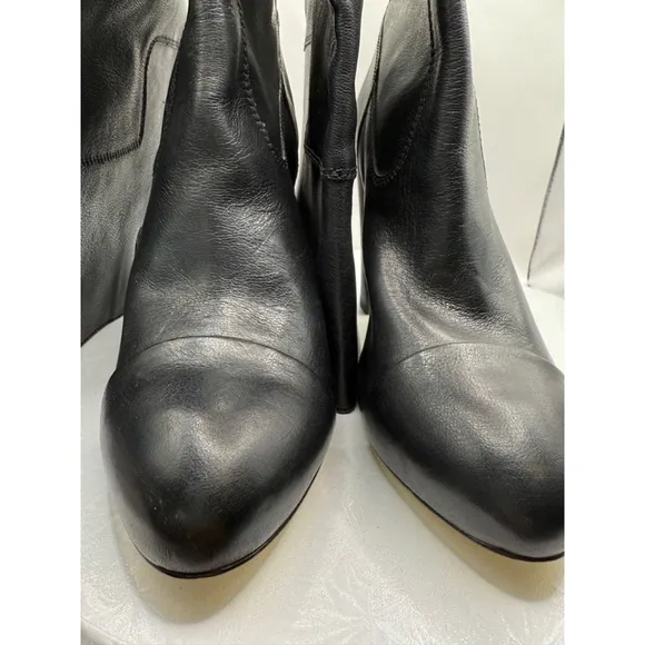 Juicy Couture Rosette High Heel Black Leather Boots Size 9.5