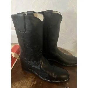 Justin Black Spanish Kipskin Classic Leather Boots L3703 Womens Size 5B NICE