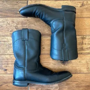 Justin Boots 3133 Jackson 10&quot; Roper Boot Cowboy Western Black Leather Size 9