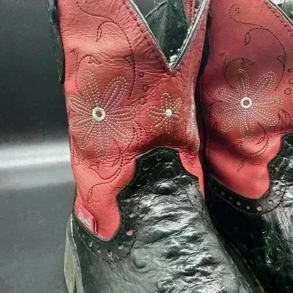Justin Boots Gypsy L9980 Black Red CowGirl  5.5B Western Outdoor Leather EUC