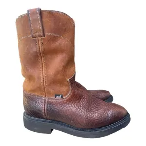 Justin Double Comfort Pull On Work Cowboy Boot Bullhide Men size 8 D