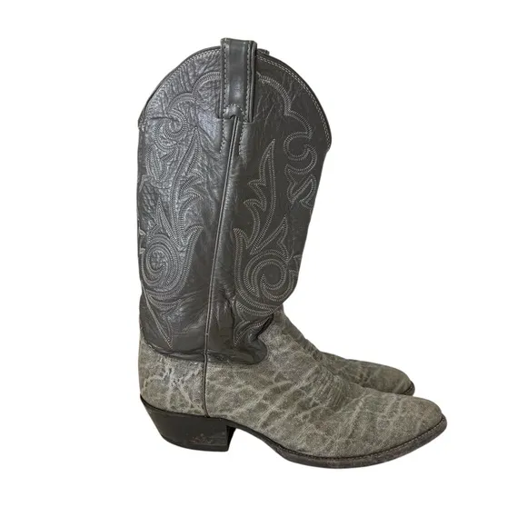Justin Men’s 8.5 EE Gray Leather Western Cowboy Boots Outdoor Festival Workwear