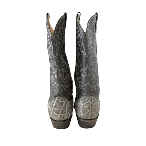 Justin Men’s 8.5 EE Gray Leather Western Cowboy Boots Outdoor Festival Workwear