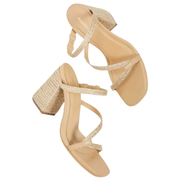 KAANAS • Bali Naked Yute Heels Strappy Sandals Shoes Includes Box