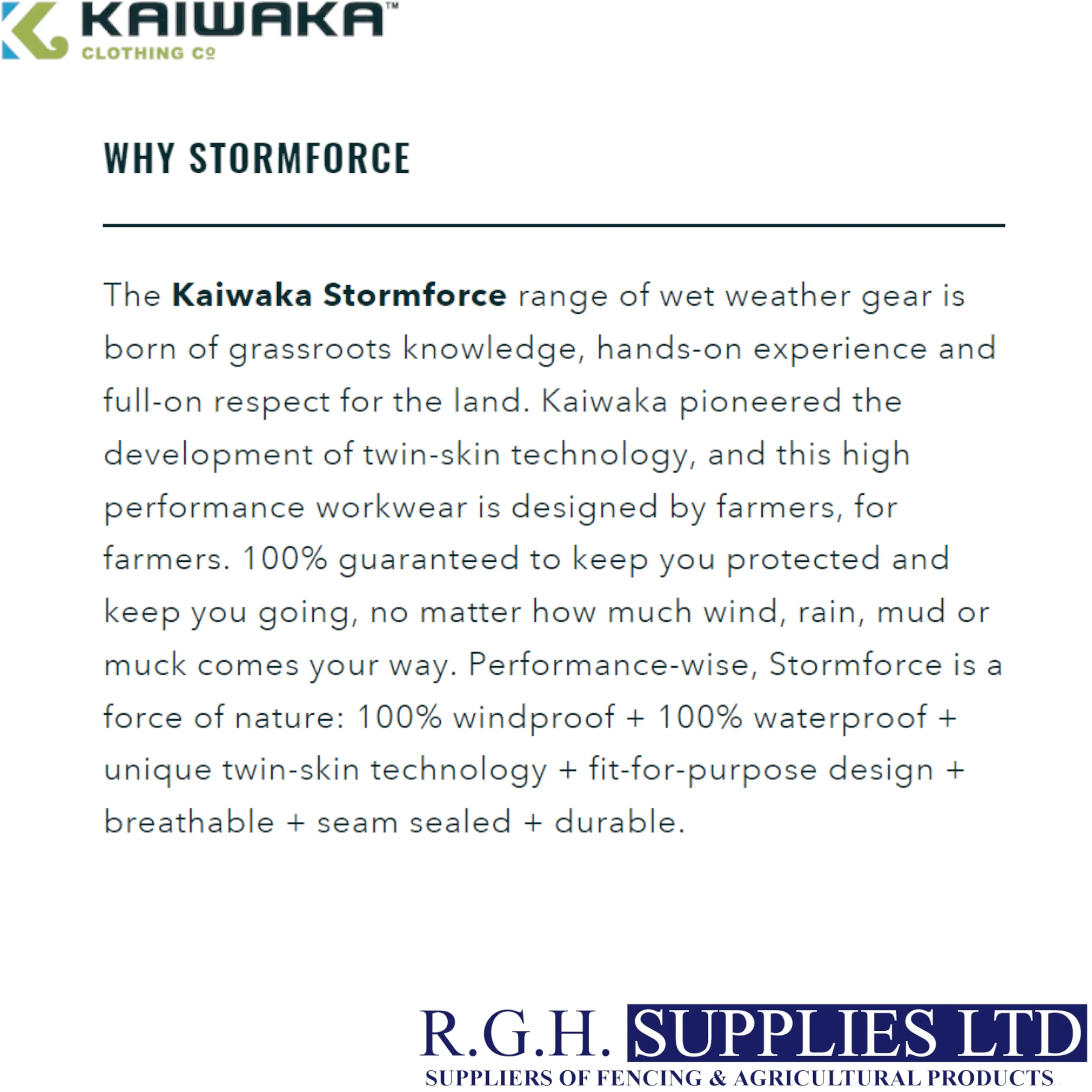 Kaiwaka Stormforce Ladies Overtrousers