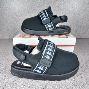 Kappa Slip On Velcro Strap Children Black Sandals Shoes