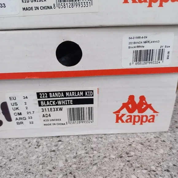 Kappa Slip On Velcro Strap Children Black Sandals Shoes